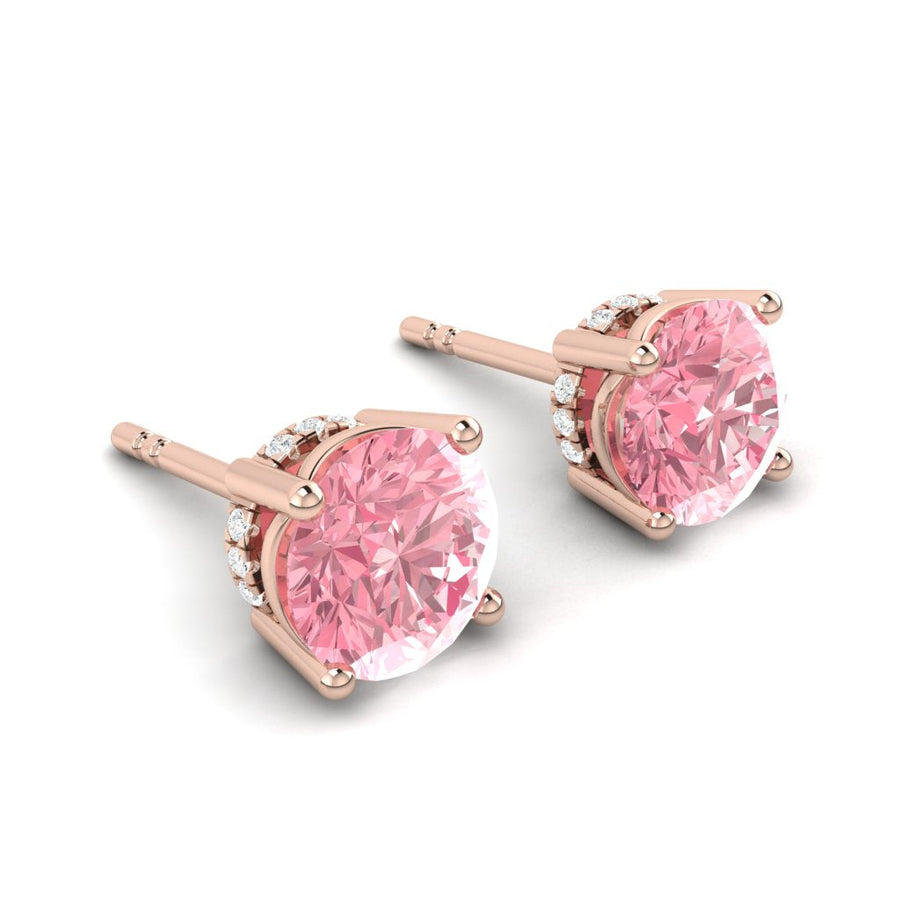 Load image into Gallery viewer, LUCCE KAELA™ Rosé Round Earrings Lab Diamond 0.66ctw (0.60ctw Fancy Pink VS1 Id IGI) 18K Rose Gold

