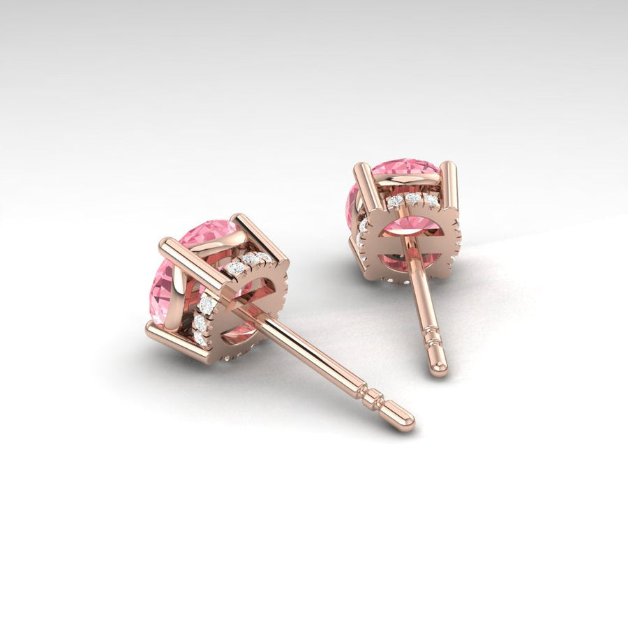 Load image into Gallery viewer, LUCCE KAELA™ Rosé Round Earrings Lab Diamond 0.66ctw (0.60ctw Fancy Pink VS1 Id IGI) 18K Rose Gold
