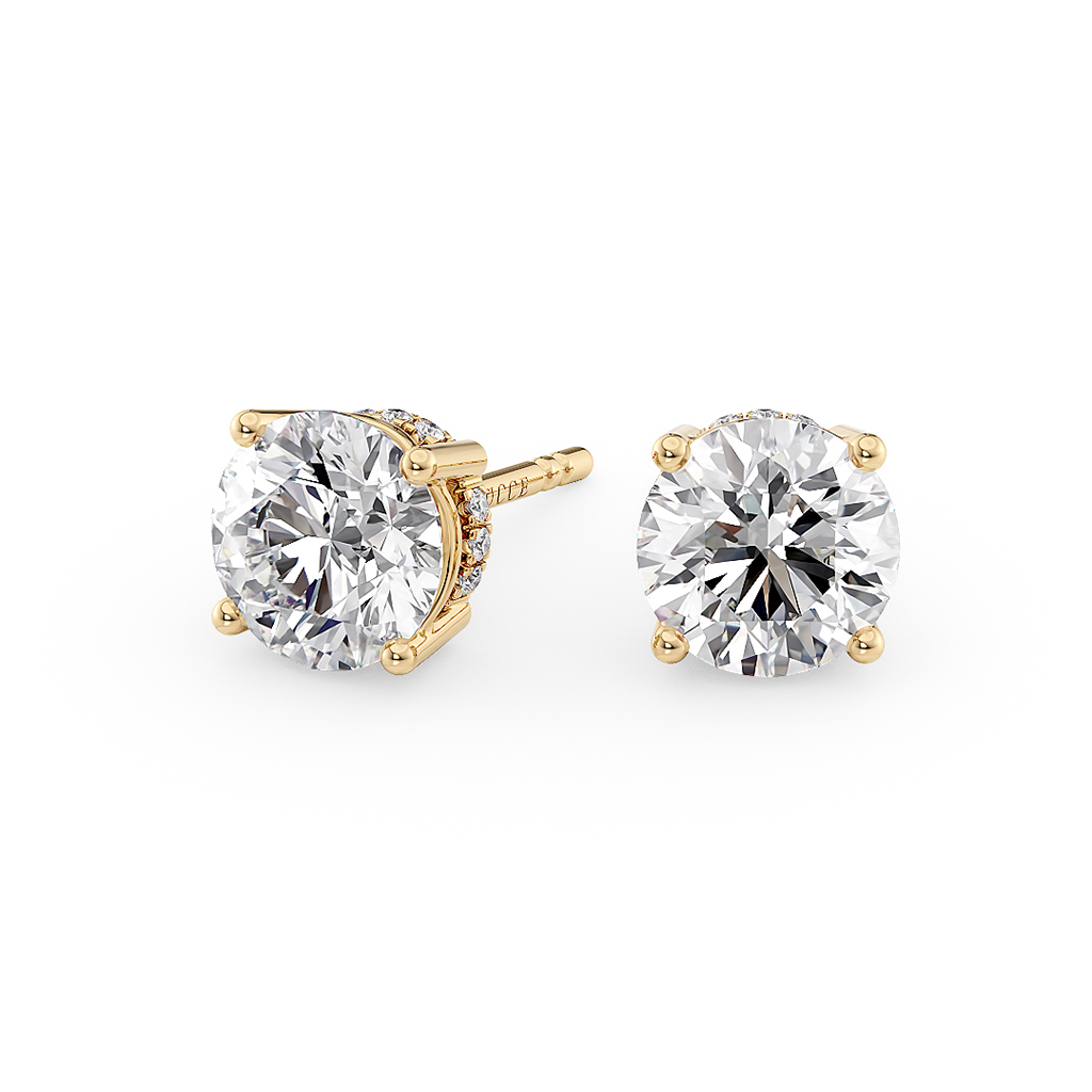 Load image into Gallery viewer, Round Cut Diamond Stud Earrings with Hidden Halo in Gold or Platinum 
Philippines
