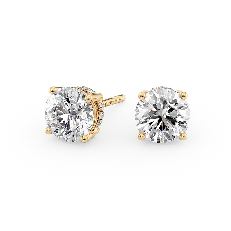 Load image into Gallery viewer, Round Cut Diamond Stud Earrings with Hidden Halo in Gold or Platinum 
Philippines
