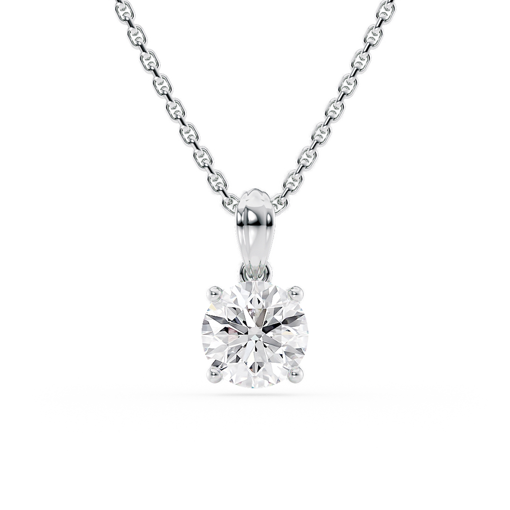 Load image into Gallery viewer, LUCCE Low Setting Round Diamond with Hidden Accents Pendant Necklace in Gold or Platinum

