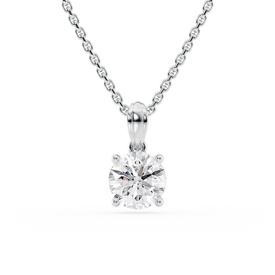 Load image into Gallery viewer, LUCCE Low Setting Round Diamond with Hidden Accents Pendant Necklace in Gold or Platinum
