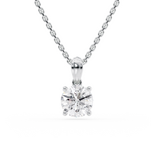 Load image into Gallery viewer, LUCCE Low Setting Round Diamond with Hidden Accents Pendant Necklace in Gold or Platinum
