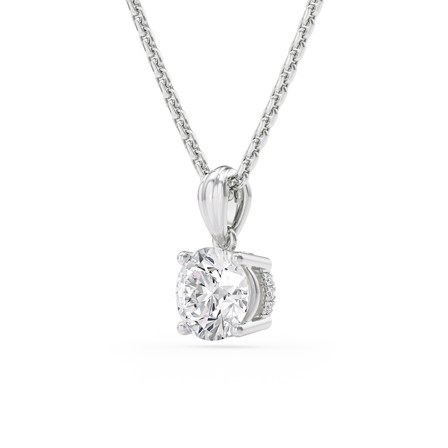 Load image into Gallery viewer, LUCCE Low Setting Round Diamond with Hidden Accents Pendant Necklace in Gold or Platinum
