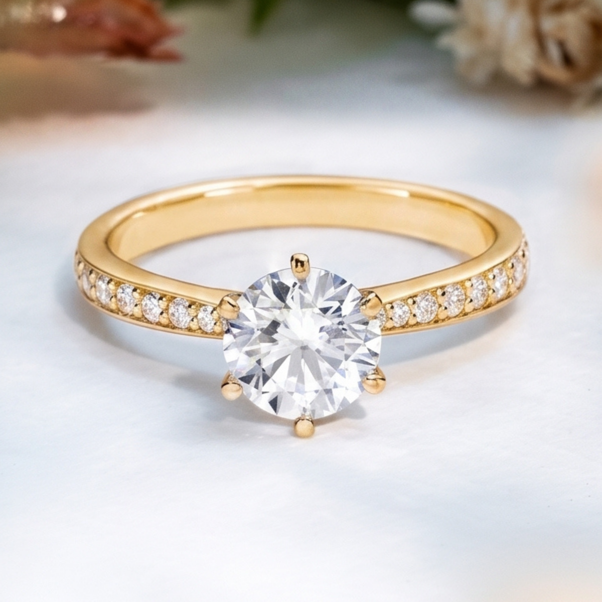 Load image into Gallery viewer, LUCCE ANGELA™ Pavé Round Lab Diamond 1.03ct D VS1 Id IGI 18K Yellow Gold
