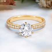 LUCCE ANGELA™ Pavé Round Lab Diamond 1.03ct D VS1 Id IGI 18K Yellow Gold