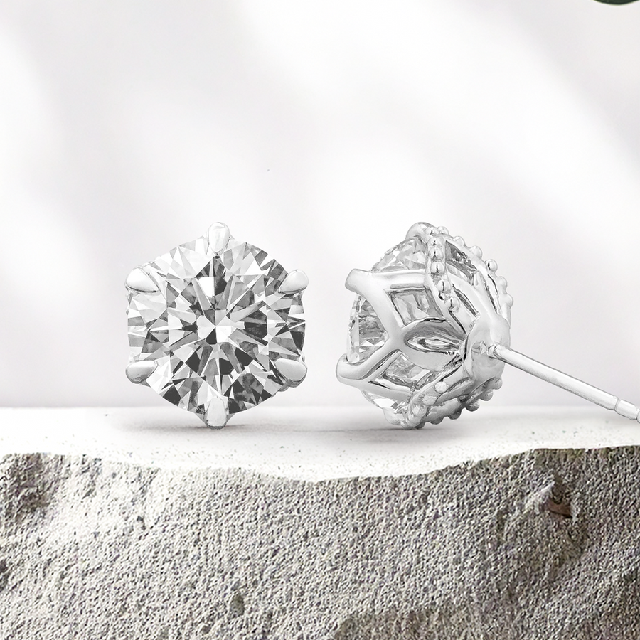 Load image into Gallery viewer, LUCCE AZALEA™ Round Earrings 6.11ctw Lab Diamond IGI Platinum
