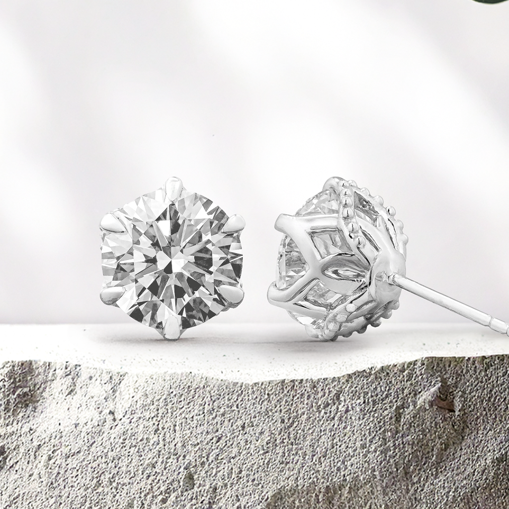 Lucce Azalea Round Earrings 6.11CTW Lab Diamond IGI Platinum