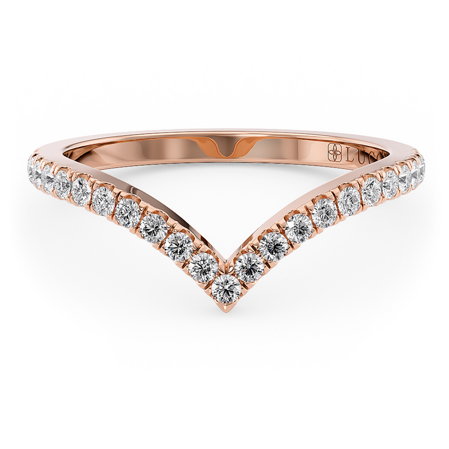 Load image into Gallery viewer, LUCCE Diamond Pave Chevron Wedding Ring in Gold or Platinum

