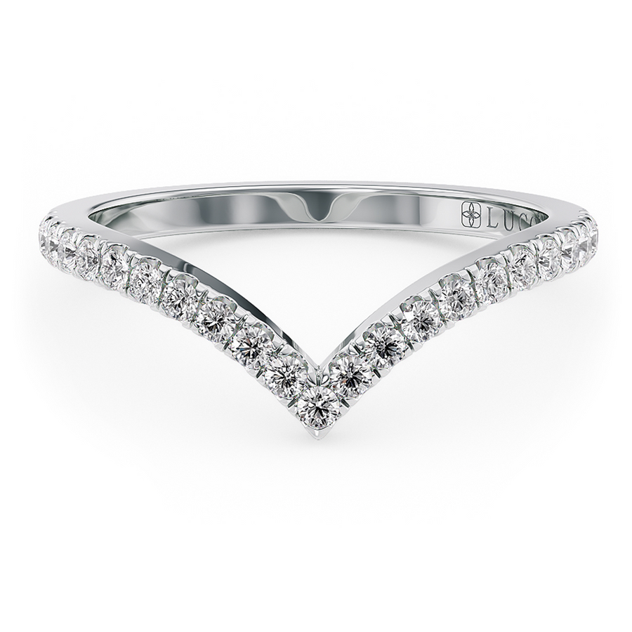 Load image into Gallery viewer, LUCCE Diamond Pave Chevron Wedding Ring in Gold or Platinum
