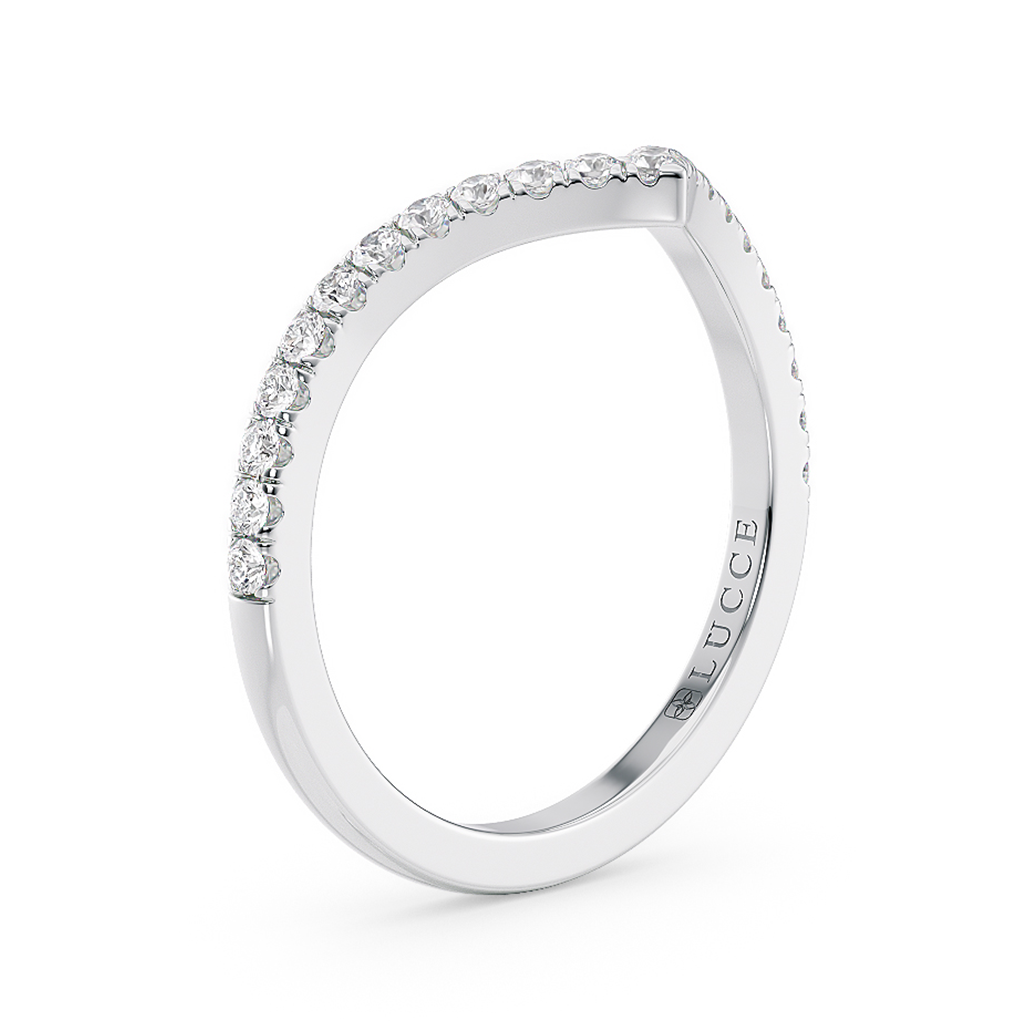 Load image into Gallery viewer, LUCCE Diamond Pave Chevron Wedding Ring in Gold or Platinum
