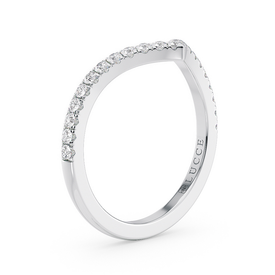 Load image into Gallery viewer, LUCCE Diamond Pave Chevron Wedding Ring in Gold or Platinum
