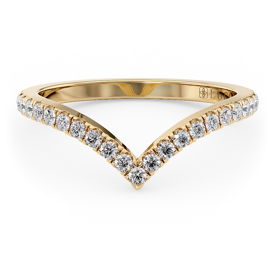 Load image into Gallery viewer, LUCCE Diamond Pave Chevron Wedding Ring in Gold or Platinum
