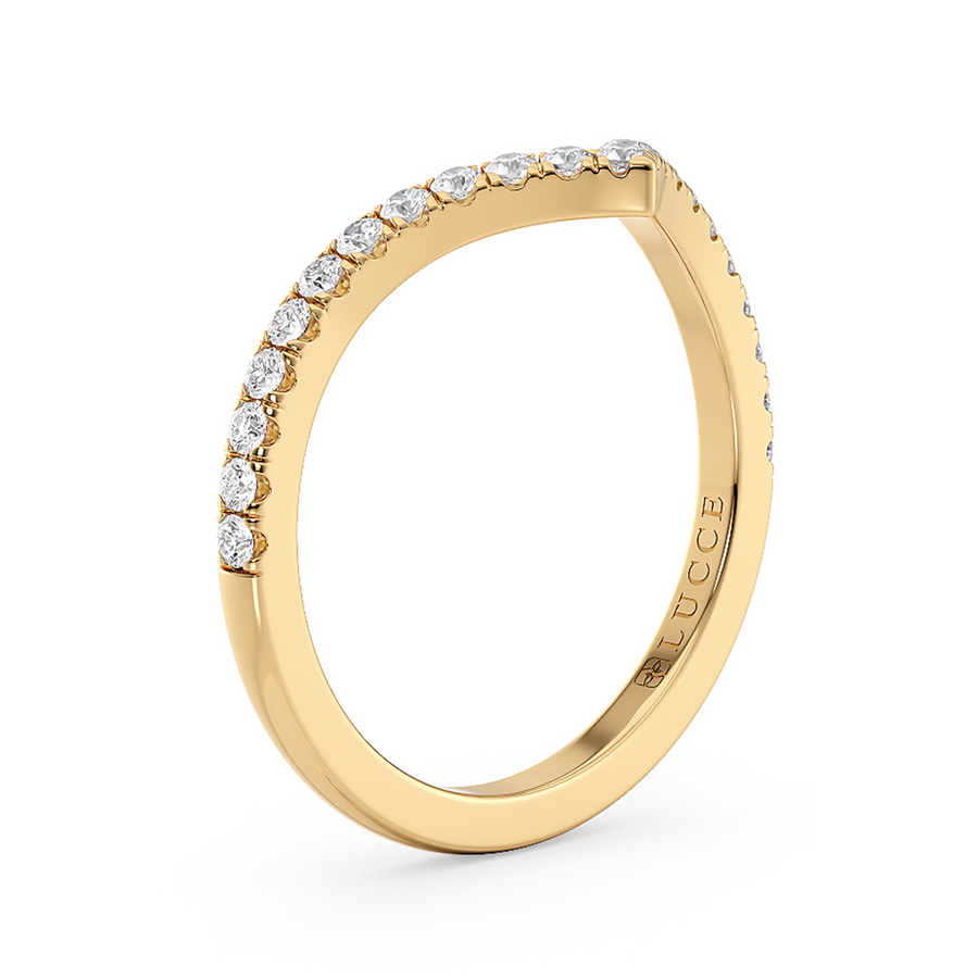 Load image into Gallery viewer, LUCCE Diamond Pave Chevron Wedding Ring in Gold or Platinum
