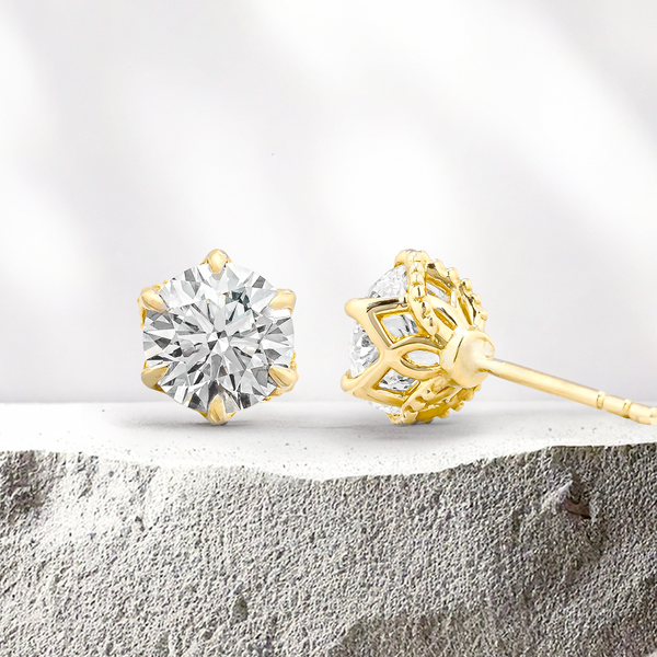 LUCCE AZALEA™ Round Earrings 2.09ctw Lab Diamond IGI 18K Yellow Gold