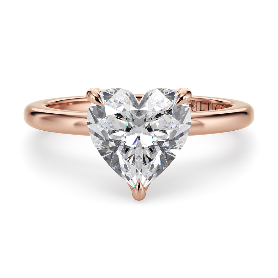 Load image into Gallery viewer, LUCCE Solitaire Heart Diamond Engagement Ring with Petal Prongs in Gold or Platinum
