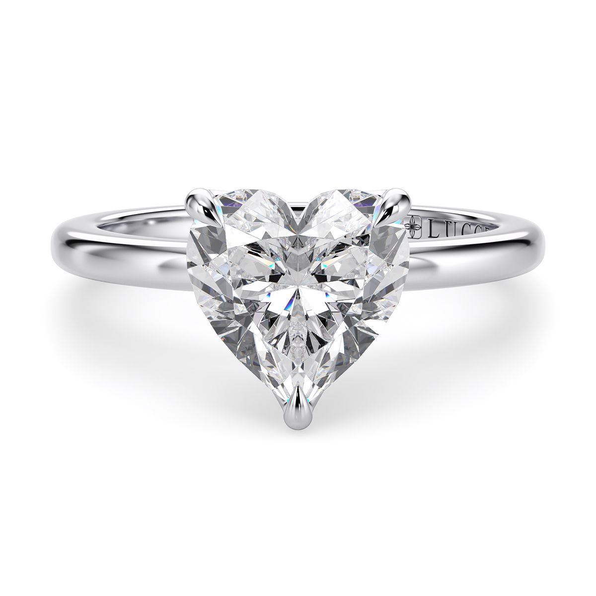 Load image into Gallery viewer, LUCCE Solitaire Heart Diamond Engagement Ring with Petal Prongs in Gold or Platinum
