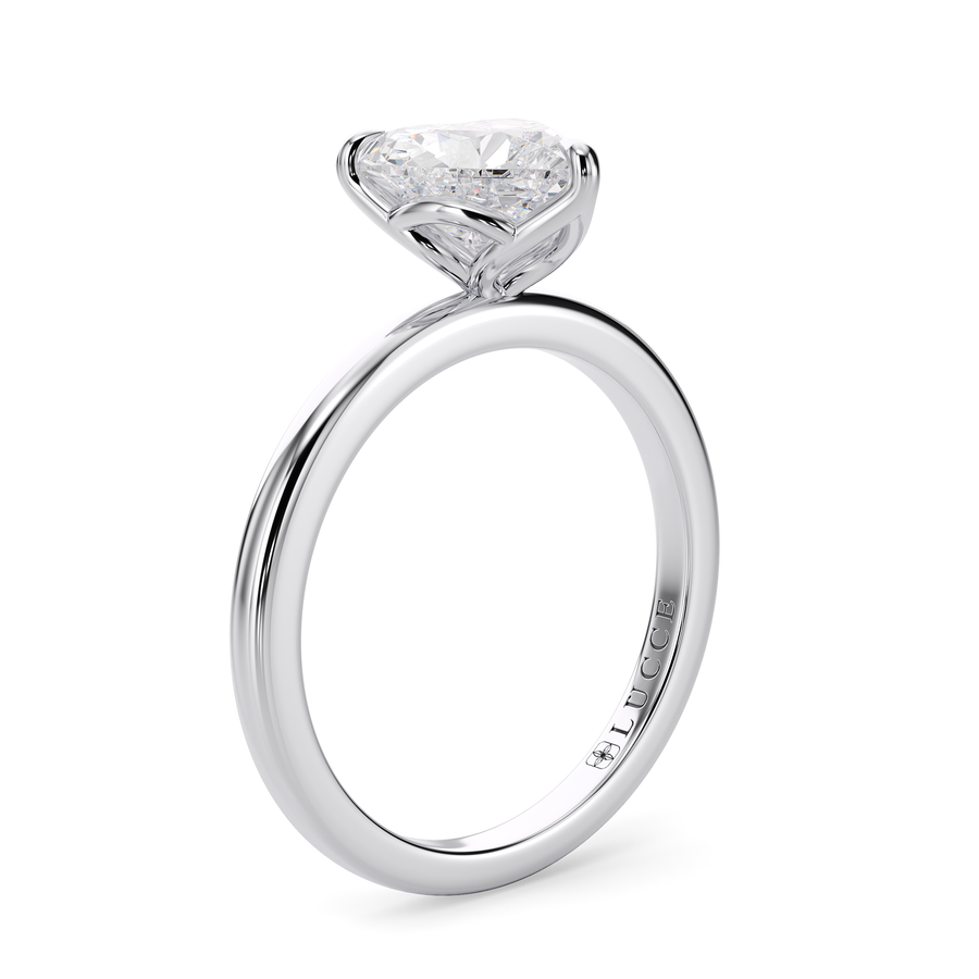 Load image into Gallery viewer, LUCCE Solitaire Heart Diamond Engagement Ring with Petal Prongs in Gold or Platinum

