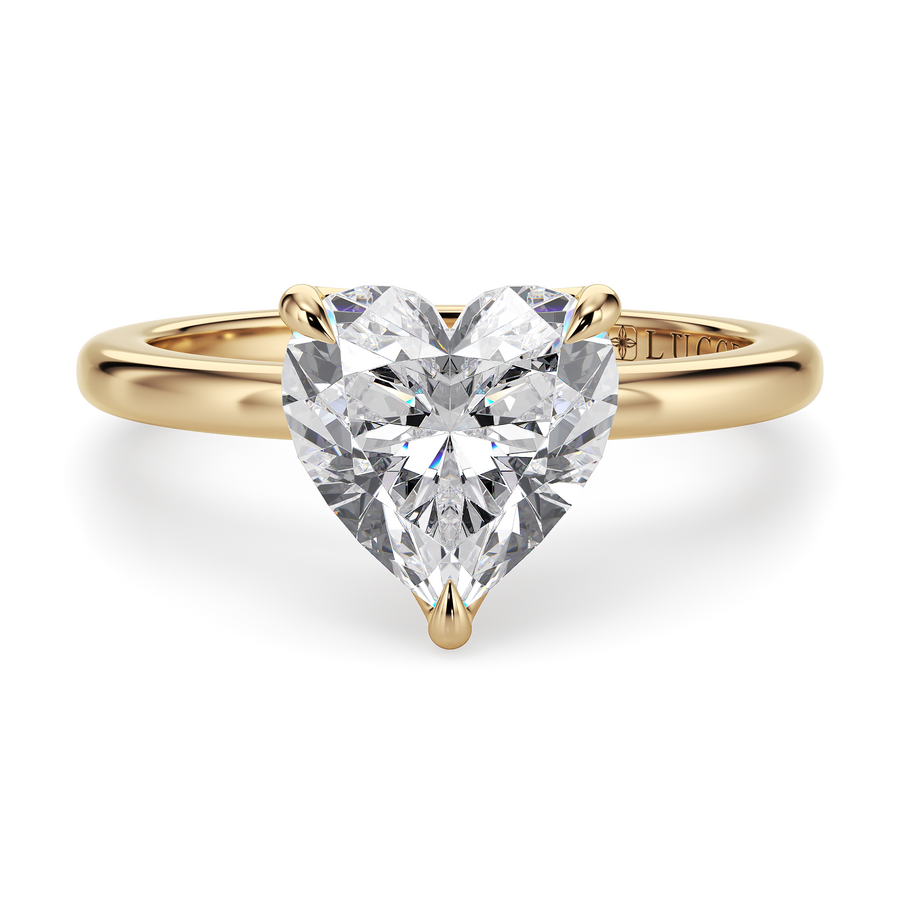 Load image into Gallery viewer, LUCCE Solitaire Heart Diamond Engagement Ring with Petal Prongs in Gold or Platinum
