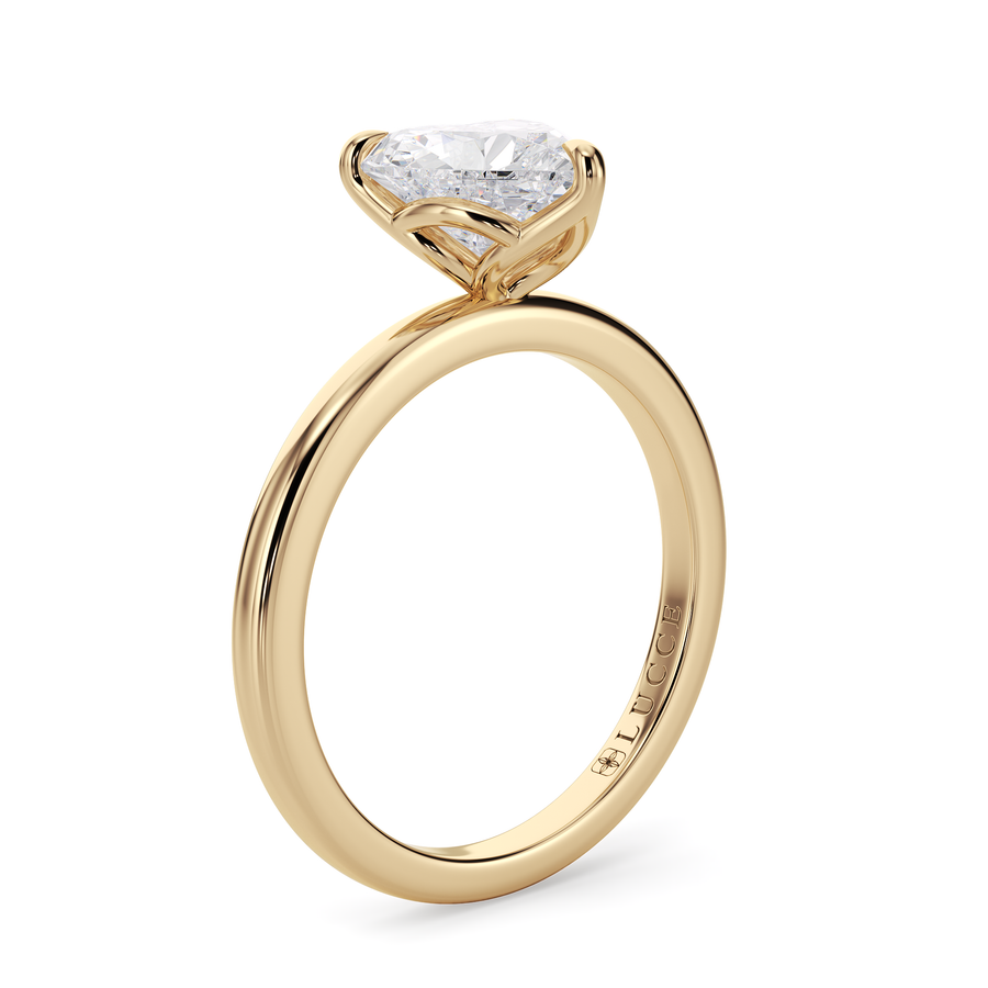 Load image into Gallery viewer, LUCCE Solitaire Heart Diamond Engagement Ring with Petal Prongs in Gold or Platinum
