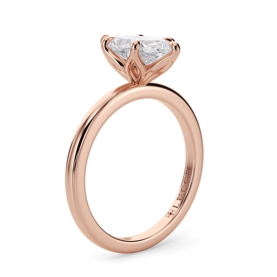 Load image into Gallery viewer, LUCCE Solitaire Marquise Diamond Engagement Ring with Petal Prongs in Gold or Platinum
