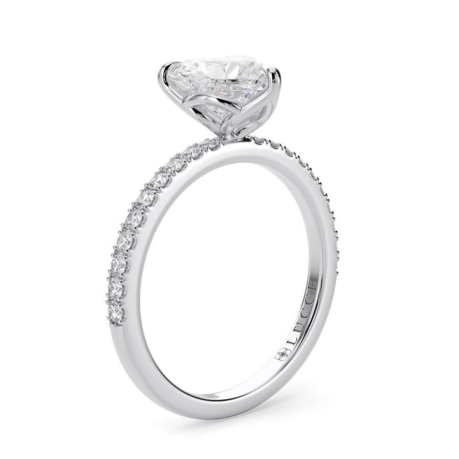 Load image into Gallery viewer, LUCCE Pavé Heart Diamond Engagement Ring with Petal Prongs in Gold or Platinum
