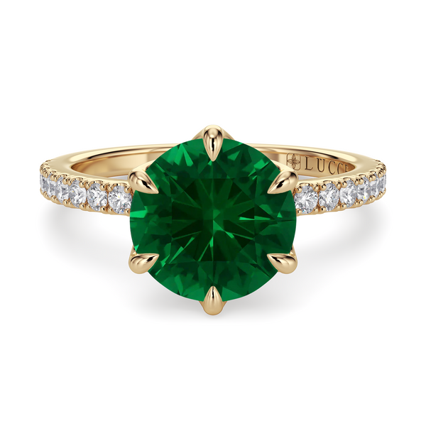 LUCCE LUCIA™ Pavé 6-Prong Round Gemstone