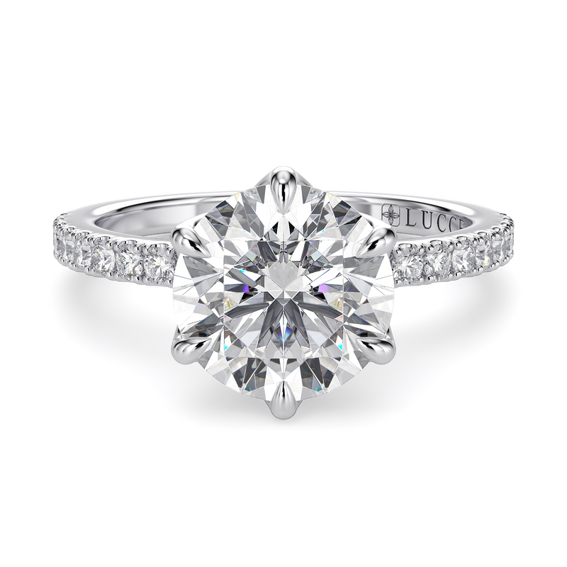 Lucce Lucia Pavé 6-Prong Round Moissanite
