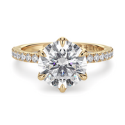 LUCCE LUCIA™ Pavé 6-Prong Round 1.02ct Lab Diamond D VVS2 Id IGI 14K Yellow Gold