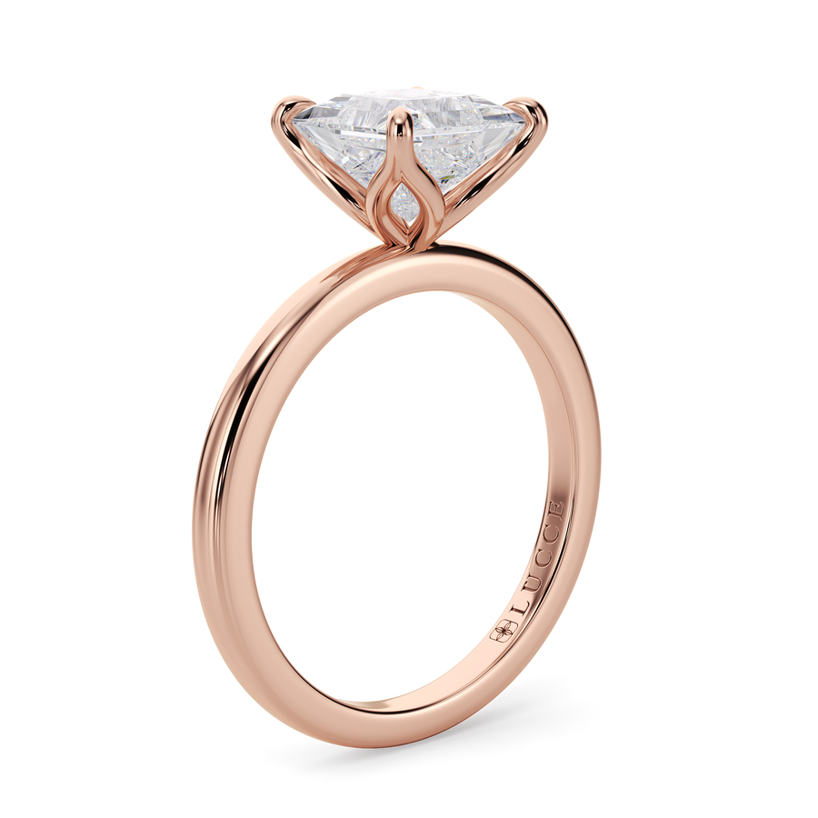 Load image into Gallery viewer, LUCCE Solitaire Cushion Diamond Engagement Ring with Petal Prongs in Gold or Platinum
