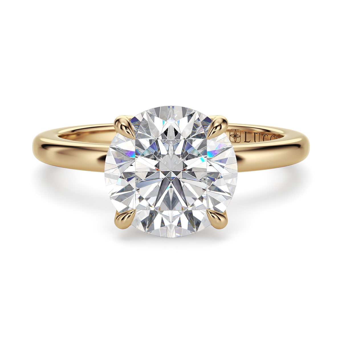 Load image into Gallery viewer, LUCCE LUCIA™ 4-Prong Round Lab Diamond 1.05ct D VS1 Id IGI 14K Yellow Gold

