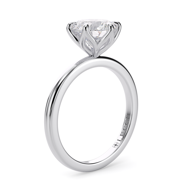 Lucce Lucia 6-Prong Round 1.00ct Premium Moissanite 14K White Gold