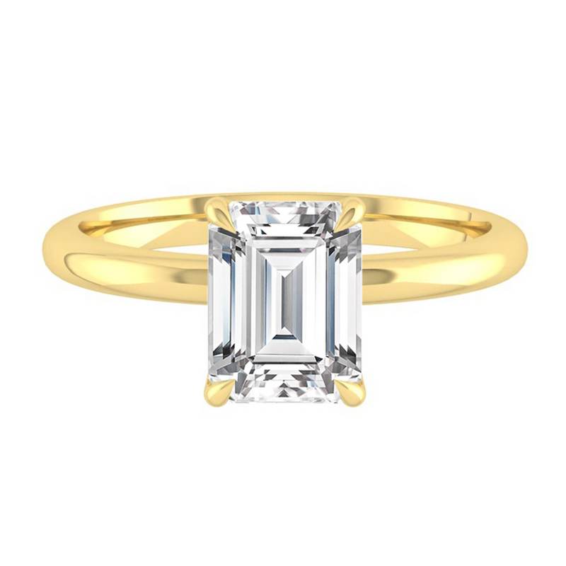 Emerald Solitaire Diamond Engagement ring with Gold or Platinum band and petals Manila Philippines