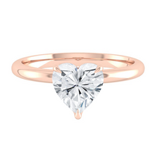 Load image into Gallery viewer, Heart Solitaire Diamond Engagement ring with Gold or Platinum band and petals Manila Philippines
