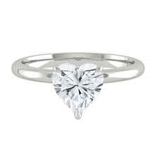 Load image into Gallery viewer, Heart Solitaire Diamond Engagement ring with Gold or Platinum band and petals Manila Philippines
