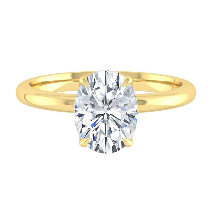 Oval Solitaire Diamond Engagement ring with Gold or Platinum band and petals Manila Philippines