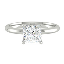Load image into Gallery viewer, Princess Solitaire Diamond Engagement ring with Gold or Platinum band and petals Manila Philippines
