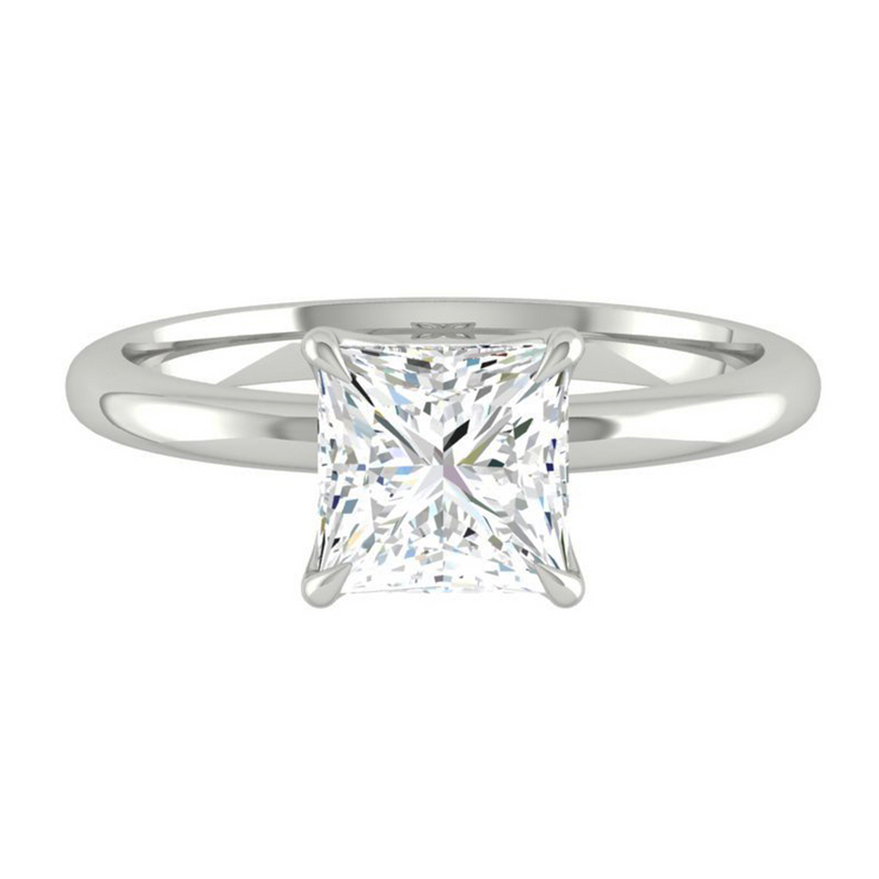 Princess Solitaire Diamond Engagement ring with Gold or Platinum band and petals Manila Philippines