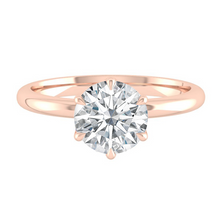 Load image into Gallery viewer, Round Solitaire Diamond Engagement ring with Gold or Platinum band and petals Manila Philippines

