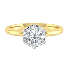 Load image into Gallery viewer, Round Solitaire Diamond Engagement ring with Gold or Platinum band and petals Manila Philippines
