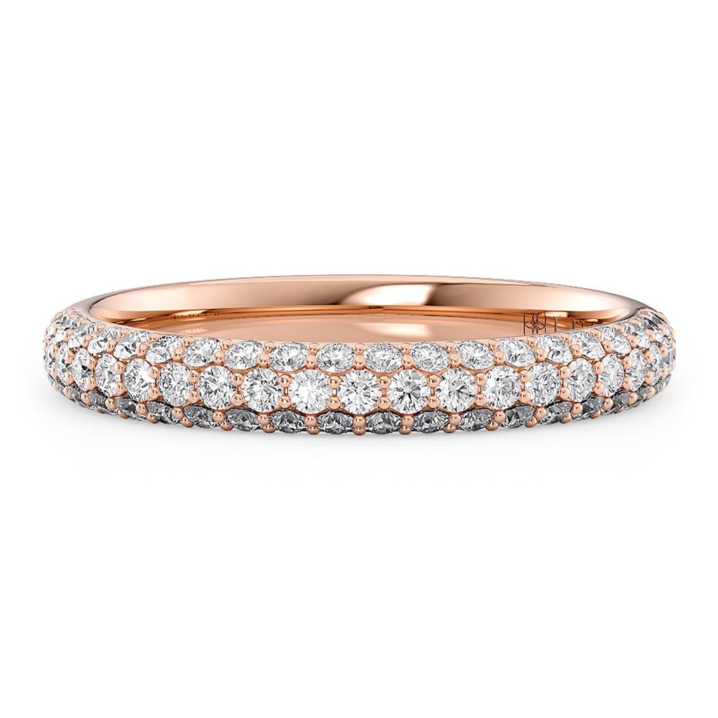 Load image into Gallery viewer, LUCCE Tri-row Diamond Pave Wedding Band in Gold or Platinum
