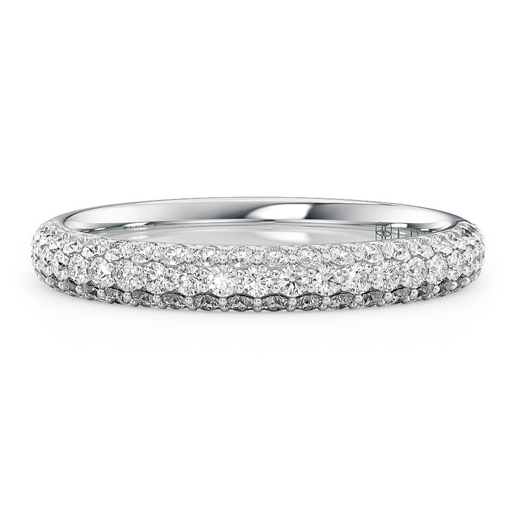 Load image into Gallery viewer, LUCCE Tri-row Diamond Pave Wedding Band in Gold or Platinum
