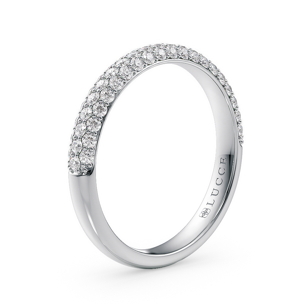 Load image into Gallery viewer, LUCCE Tri-row Diamond Pave Wedding Band in Gold or Platinum
