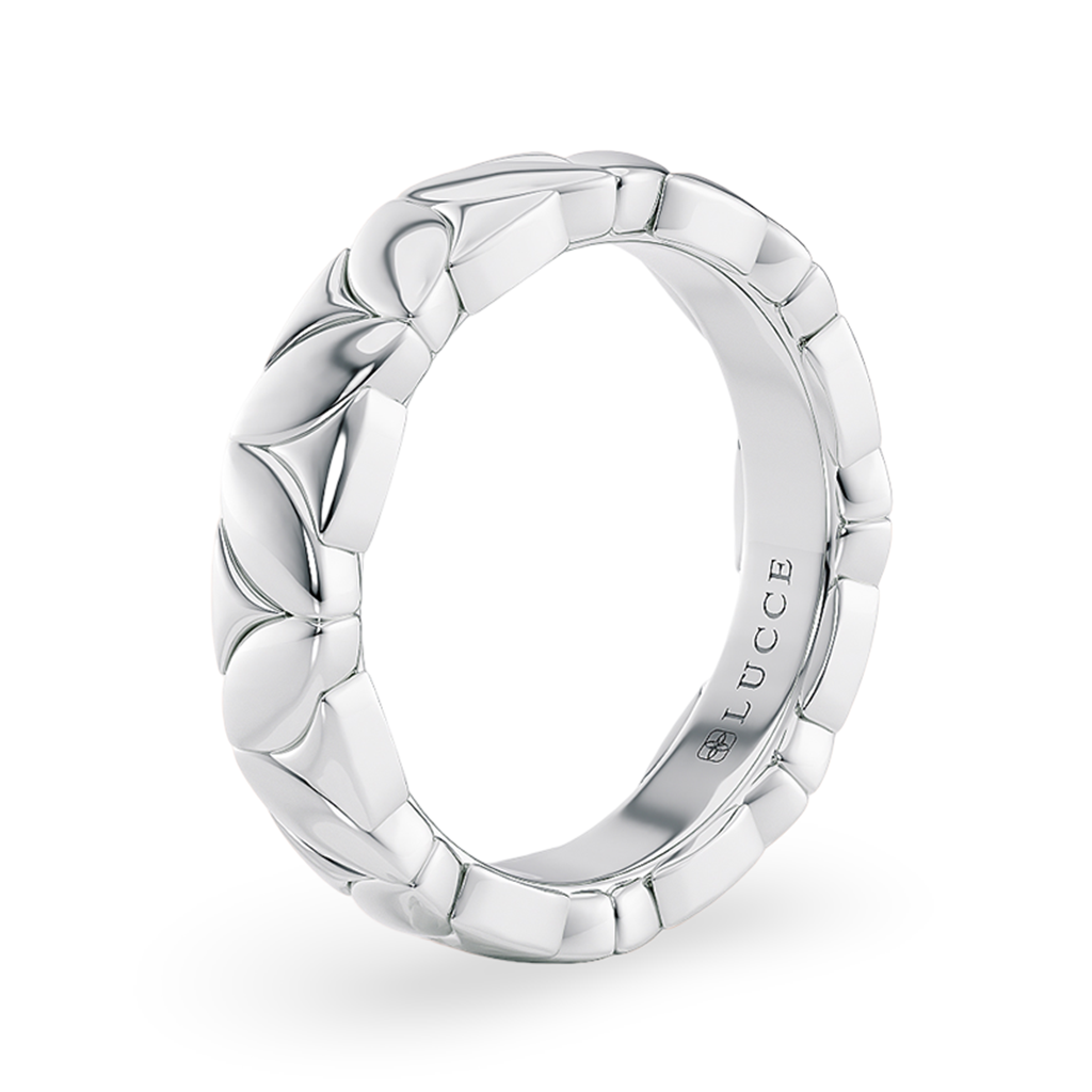 Load image into Gallery viewer, LUCCE Carved Marquise Texture with Polished Finish Unisex Wedding Ring in Gold or Platinum
