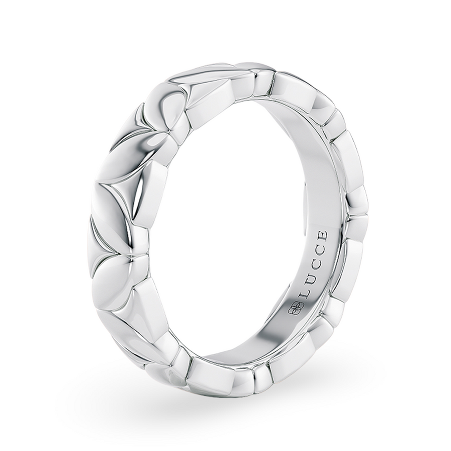 Load image into Gallery viewer, LUCCE Carved Marquise Texture with Polished Finish Unisex Wedding Ring in Gold or Platinum
