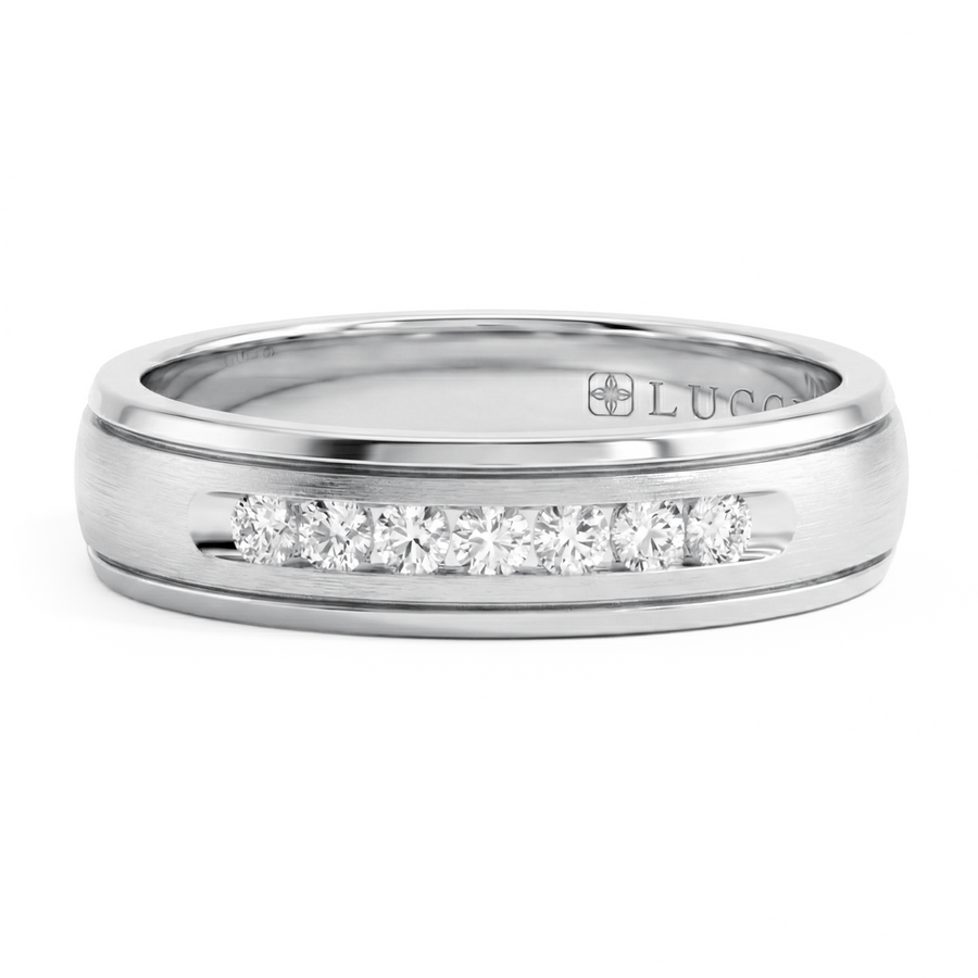 Load image into Gallery viewer, LUCCE MICHAEL™ Brushed 5mm 0.21ctw Natural Diamond Platinum
