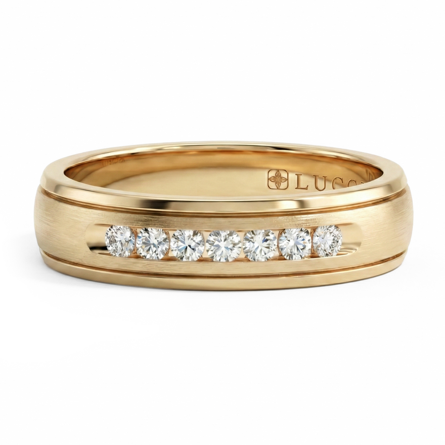 Load image into Gallery viewer, LUCCE MICHAEL™ Brushed 5mm 0.21ctw Lab Diamond 14K Yellow Gold
