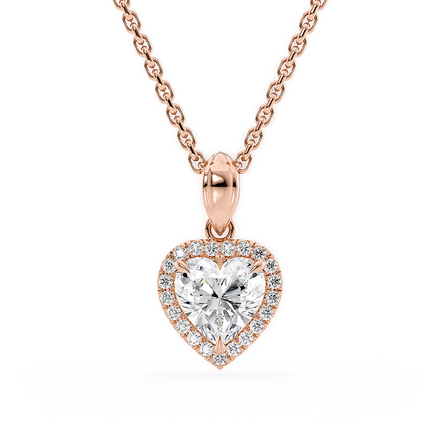 Load image into Gallery viewer, LUCCE Heart cut Diamond necklace with Halo Pendant Necklace in Gold or Platinum
