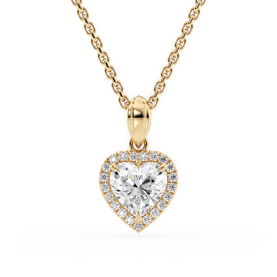 Load image into Gallery viewer, LUCCE Heart cut Diamond necklace with Halo Pendant Necklace in Gold or Platinum
