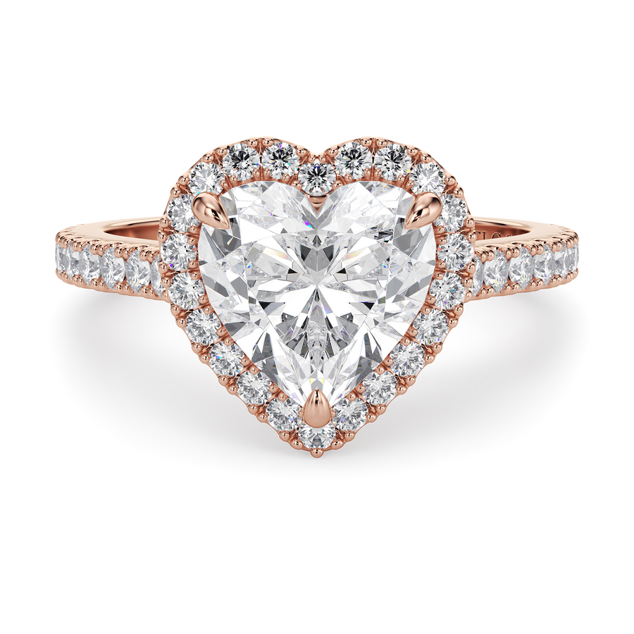 Load image into Gallery viewer, LUCCE Pavé Cathedral Heart Diamond with Halo and Hidden Accents Engagement Ring in Gold or Platinum
